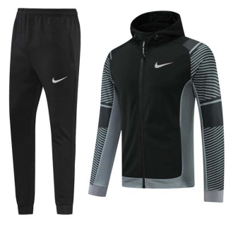 Men's Nike Athletic Full Zip Jacket Hoodie Sweatsuits Black Gray