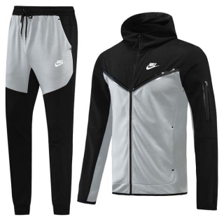 Men's Nike Athletic Full Zip Jacket Hoodie Sweatsuits Black Silver
