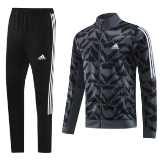Men's Adidas Athletic Full Zip Jacket Sweatsuits Black Charcoal (3)