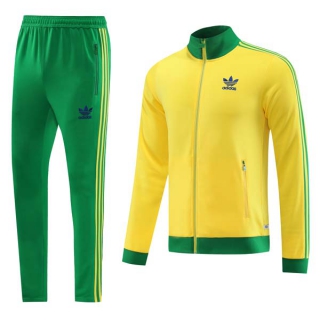 Men's Adidas Athletic Full Zip Jacket Sweatsuits Gold Green