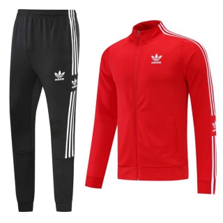 Men's Adidas Athletic Full Zip Jacket Sweatsuits Red Black (4)