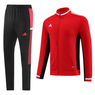 Men's Adidas Athletic Full Zip Jacket Sweatsuits Red Black (5)