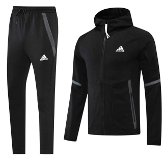 Men's Adidas Athletic Full Zip Jacket Hoodie Sweatsuits Black (1)