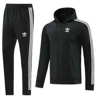 Men's Adidas Athletic Full Zip Jacket Hoodie Sweatsuits Black (2)