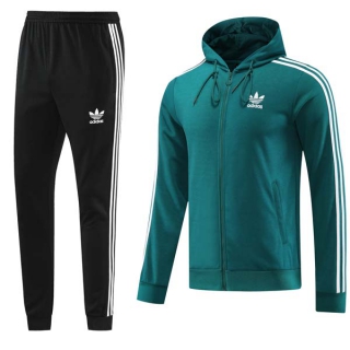 Men's Adidas Athletic Full Zip Jacket Hoodie Sweatsuits Hunter Green Black