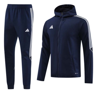 Men's Adidas Athletic Full Zip Jacket Hoodie Sweatsuits Navy Blue