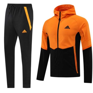 Men's Adidas Athletic Full Zip Jacket Hoodie Sweatsuits Orange Black