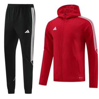 Men's Adidas Athletic Full Zip Jacket Hoodie Sweatsuits Red Black (1)