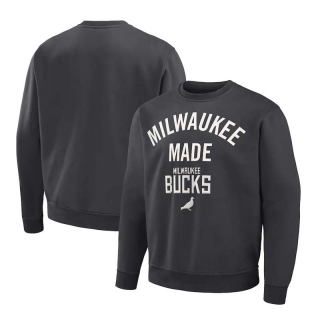 Men's Staple x NBA Milwaukee Bucks Anthracite Plush Pullover Sweatshirt