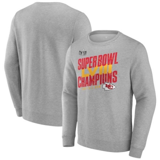 Men's NFL Kansas City Chiefs Fanatics Branded Gray Super Bowl LVIII Champions Iconic Victory Long Sleeve T-Shirt
