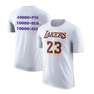 Men's Los Angeles Lakers LeBron James 40000 Career Points Commemorative T-Shirt White (4)