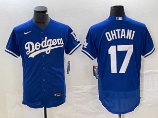 Men's Los Angeles Dodgers #17 Shohei Ohtani Blue Stitched Flex Base Nike Jersey