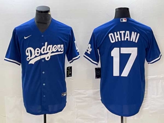 Men's Los Angeles Dodgers #17 Shohei Ohtani Blue White Number Cool Base Stitched Jersey