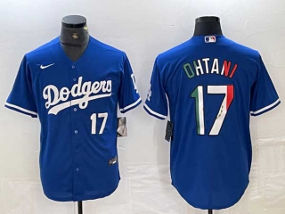 Men's Los Angeles Dodgers #17 Shohei Ohtani Blue White Number Mexico Cool Base Stitched Jersey