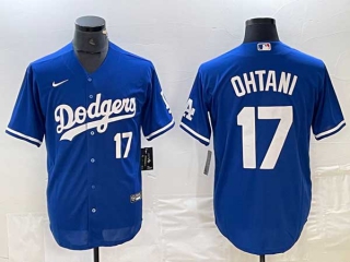 Men's Los Angeles Dodgers #17 Shohei Ohtani Blue White Number Stitched Cool Base NFL Nike Jersey (2)