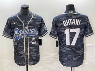 Men's Los Angeles Dodgers #17 Shohei Ohtani Camo Navy LA Stitched Cool Base NFL Nike Jerseys