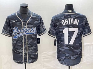 Men's Los Angeles Dodgers #17 Shohei Ohtani Camo Navy Stitched Cool Base Nike Jersey