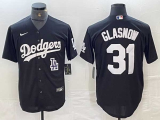 Men's Los Angeles Dodgers #31 Tyler Glasnow Black Stitched Cool Base Nike Jerseys