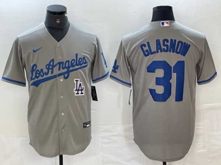 Men's Los Angeles Dodgers #31 Tyler Glasnow Gray Alternate Team Logo Cool Base Jerseys
