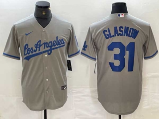 Mens Los Angeles Dodgers #31 Tyler Glasnow Grey Stitched Cool Base Nike Jersey