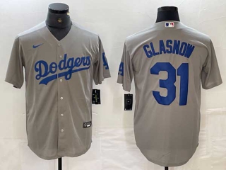 Men's Los Angeles Dodgers #31 Tyler Glasnow Grey Stitched Cool Base Nike Jersey