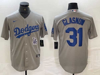 Men's Los Angeles Dodgers #31 Tyler Glasnow Grey Stitched Cool Base Nike Jerseys
