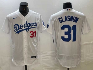 Men's Los Angeles Dodgers #31 Tyler Glasnow White Red Number Stitched Flex Base Nike Jersey