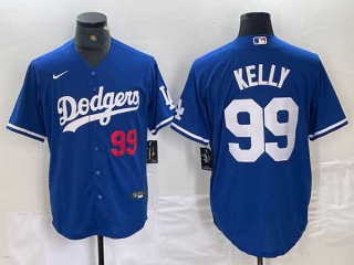 Men's Los Angeles Dodgers #99 Joe Kelly Blue Red Number Stitched Cool Base Nike Jersey