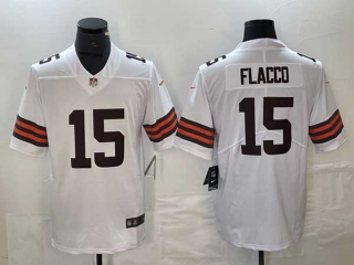 Men's Cleveland Browns #15 Joe Flacco White 2023 F.U.S.E. Vapor Limited Football Stitched Jersey