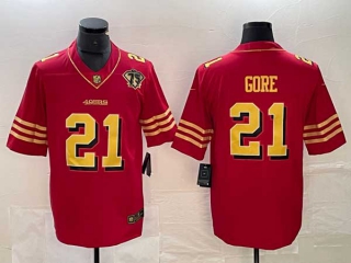 Men's San Francisco 49ers #21 Frank Gore Red Gold 75th Patch Golden Edition Stitched Nike Limited Jersey