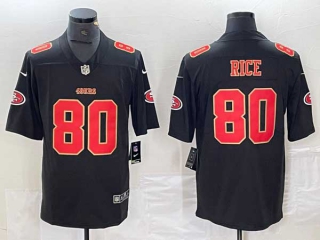 Men's San Francisco 49ers #80 Jerry Rice Black Red Fashion Vapor Limited Stitched Jersey