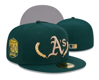 MLB Oakland Athletics New Era Green Gold Leaf 50th Anniversary 59FIFTY Fitted Hat 3003