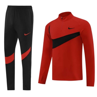 Men's Nike Swoosh Athletic Half Zip Jacket Sweatsuits Red Black