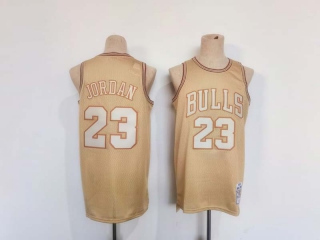 Men's NBA Chicago Bulls #23 Michael Jordan Gold Retro Stitched Basketball Jersey