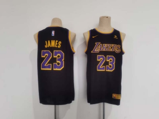 Men's NBA Los Angeles Lakers #23 LeBron James Nike Black Earned Edition Swingman Jersey