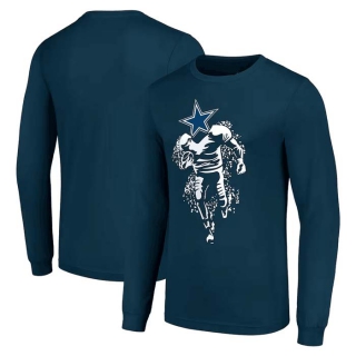 Men's NFL Dallas Cowboys Navy Starter Logo Graphic Long Sleeves T-Shirt
