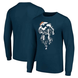 Men's NFL Denver Broncos Navy Starter Logo Graphic Long Sleeves T-Shirt