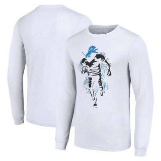 Men's NFL Detroit Lions White Starter Logo Graphic Long Sleeves T-Shirt