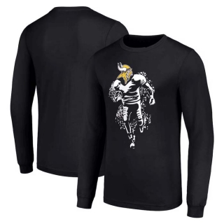 Men's NFL Minnesota Vikings Black Starter Logo Graphic Long Sleeves T-Shirt