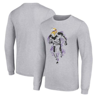 Men's NFL Minnesota Vikings Gray Starter Logo Graphic Long Sleeves T-Shirt