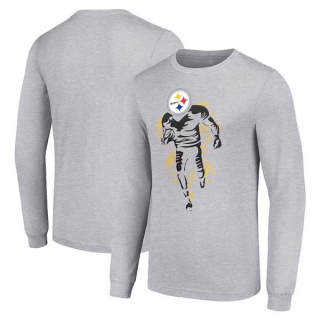 Men's NFL Pittsburgh Steelers Gray Starter Logo Graphic Long Sleeves T-Shirt