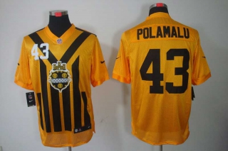 Men's Pittsburgh Steelers #43 Troy Polamalu 1933 Yellow Throwback Jersey