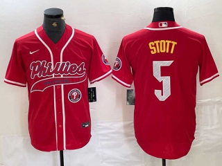 Men's MLB Philadelphia Phillies #5 Bryson Stott Red Cool Base Stitched Baseball Jerseys