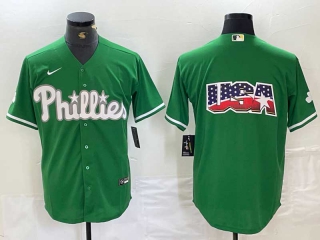 Men's MLB Philadelphia Phillies Blank Green Stitched Cool Base USA Stitched Baseball Jersey