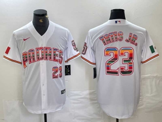 Men's MLB San Diego Padres #23 Fernando Tatis Jr Mexico White Cool Base Stitched Baseball Jersey