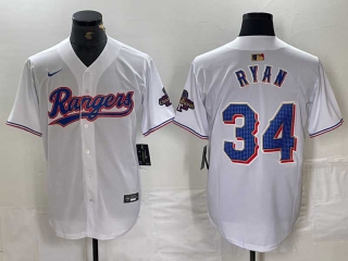Men's MLB Texas Rangers #34 Nolan Ryan White 2024 Gold Collection Limited Cool Base Jersey
